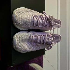 Purple Adidas, running shoes